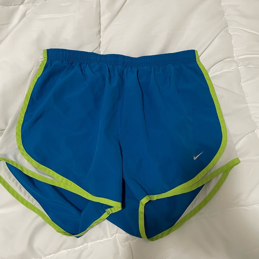 Nike Blue and White Women's Dri-FIT Tempo Mid-Rise Brief-Lined Running Shorts